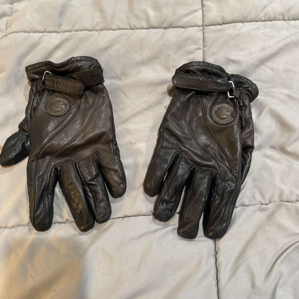 Genuine Harley-Davidson Men's Black Leather Riding Gloves Full Finger XL